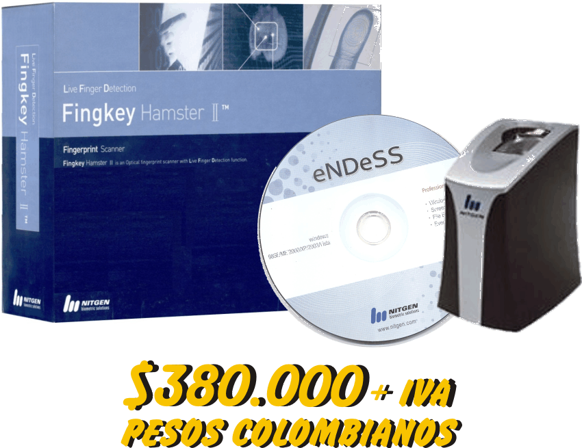 Contenido del Lector de Huellas Nitgen Hamster II con detector de huellas falsas